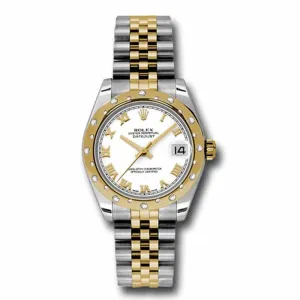 Rolex Datejust 31mm - Ref: 178343 wrj - White Roman Dial & Diamond Bezel, Two Tone Stainless Steel & 18K Yellow Gold Jubilee Bracelet Women's Watch