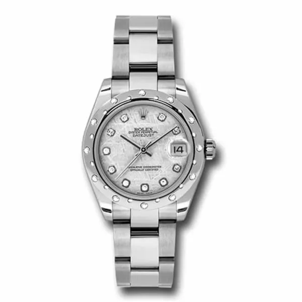 Rolex Datejust 31mm - Ref: 178344-0066 - Meteorite Silver Dial & Diamond Bezel, Stainless Steel Oyster Bracelet Women's Watch
