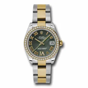 Rolex Datejust 31mm - Ref: 178383 ogdro - Green Roman Diamond Dial & Diamond Bezel, Two Tone Stainless Steel & 18K Yellow Gold Oyster Bracelet Women's Watch