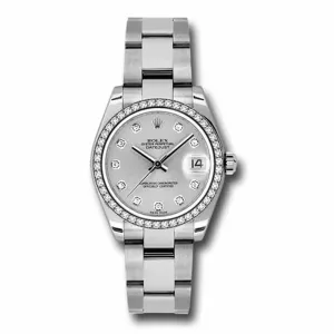 Rolex Datejust 31mm - Ref: 178384-0017 - Silver Dial & Diamond Bezel, Stainless Steel Oyster Bracelet Women's Watch