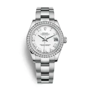 Rolex Datejust 31mm - Ref: 178384-0020 - White Dial & Diamond Bezel, Stainless Steel Jubilee Bracelet Women's Watch