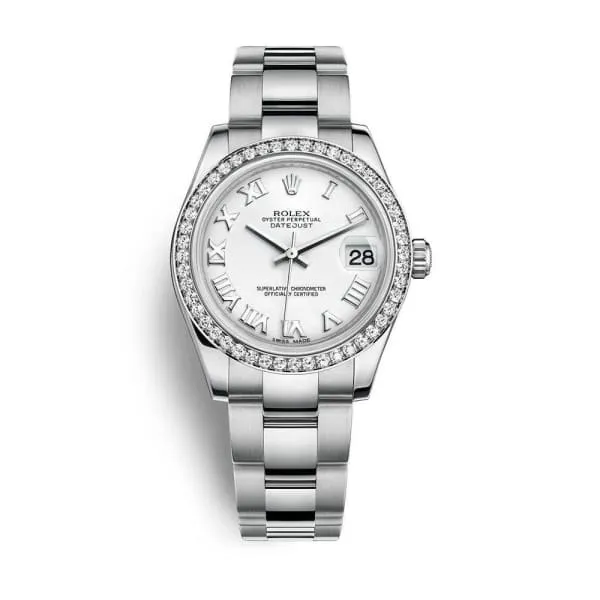 Rolex Datejust 31mm - Ref: 178384-0020 - White Dial & Diamond Bezel, Stainless Steel Jubilee Bracelet Women's Watch