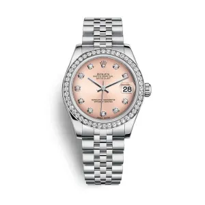 Rolex Datejust 31mm - Ref: 178384-0045 - Pink Dial & Diamond Bezel, Stainless Steel Jubilee Bracelet Women's Watch