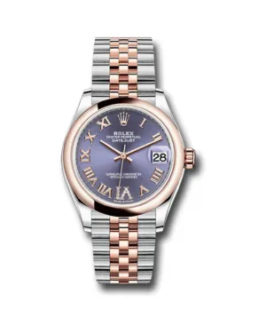 Rolex Datejust 31mm - Ref: 278241 aubdr6j - Aubergine Purple Roman Diamond Dial, Two Tone Stainless Steel & 18K Rose Gold Jubilee Bracelet Women's Watch