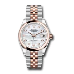Rolex Datejust 31mm - Ref: 278241 mdj - White Mother of Pearl Diamond Dial, Two Tone Stainless Steel & 18K Rose Gold Jubilee Bracelet Women's Watch