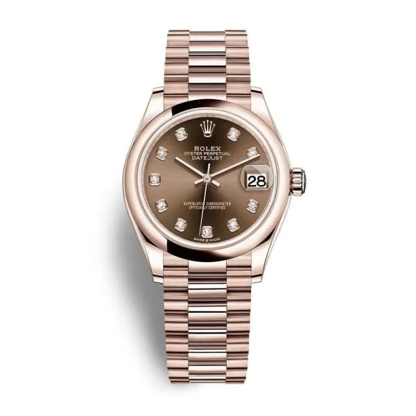 Rolex Datejust 31mm - Ref: 278245-0016 - Chocolate Dial, 18K Rose Gold President Bracelet Women's Watch