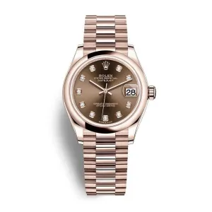 Rolex Datejust 31mm - Ref: 278245-0016 - Chocolate Dial, 18K Rose Gold President Bracelet Women's Watch
