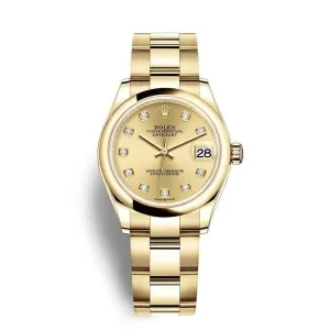 Rolex Datejust 31mm - Ref: 278248-0013 - Champagne Dial, 18K Yellow Gold Oyster Bracelet Women's Watch