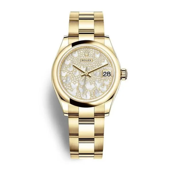 Rolex Datejust 31mm - Ref: 278248-0021 - White Mother of Pearl Dial, 18K Yellow Gold Oyster Bracelet Women's Watch