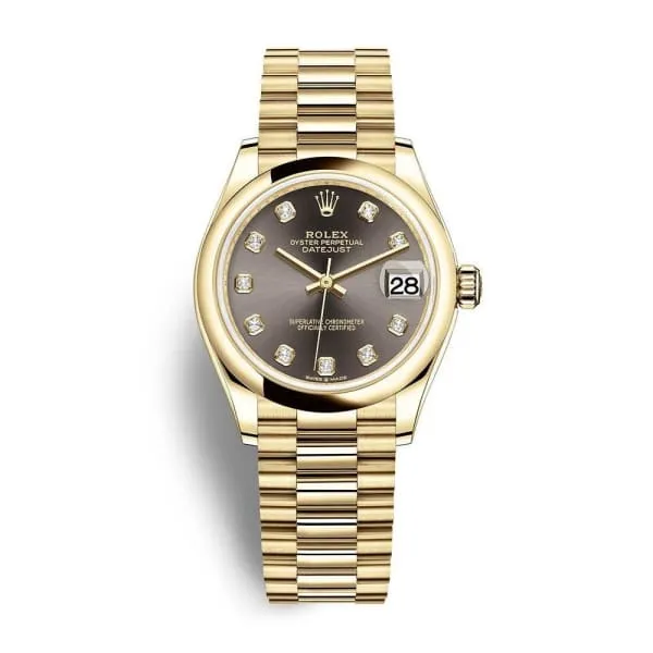 Rolex Datejust 31mm - Ref: 278248-0036 - Grey Diamond Dial, 18K Yellow Gold Presidential Bracelet Women's Watch