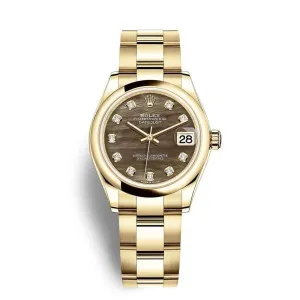 Rolex Datejust 31mm - Ref: 278248-0037 - Black Mother of Pearl Dial, 18K Yellow Gold Oyster Bracelet Women's Watch