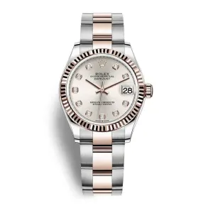 Rolex Datejust 31mm - Ref: 278271-0015 - Silver Diamond Dial, Two Tone Stainless Steel & 18K Rose Gold Oyster Bracelet Women's Watch
