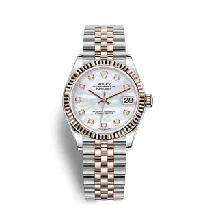 Rolex Datejust 31mm - Ref: 278271-0026 - White Mother of Pearl Diamond Dial, Two Tone Stainless Steel & 18K Rose Gold Jubilee Bracelet Women's Watch