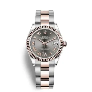 Rolex Datejust 31mm - Ref: 278271-0029 - Slate Dark Grey Diamond Roman Dial, Two Tone Stainless Steel & 18K Rose Gold Oyster Bracelet Women's Watch
