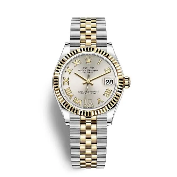 Rolex Datejust 31mm - Ref: 278273-0004 - Silver Roman Diamond Dial, Two Tone Stainless Steel & 18K Yellow Gold Jubilee Bracelet Women's Watch
