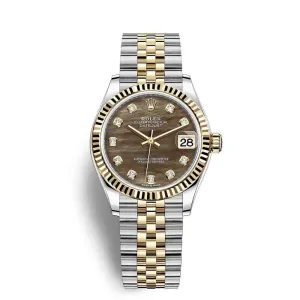 Rolex Datejust 31mm - Ref: 278273-0024 - Black Mother of Pearl Diamond Dial, Two Tone Stainless Steel & 18K Rose Gold Jubilee Bracelet Women's Watch