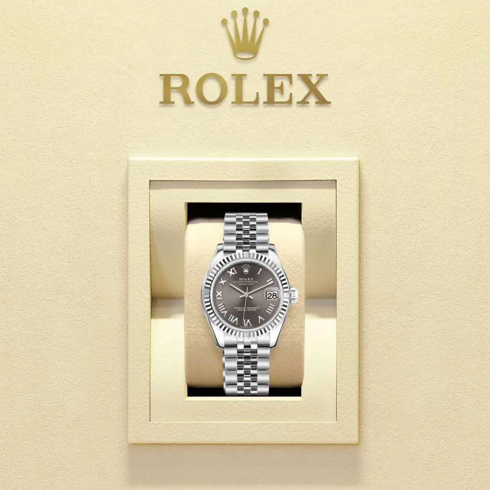 Rolex Datejust 31mm - Ref: 278274-0022 - Dark Grey Roman Dial, Stainless Steel Jubilee Bracelet Women's Watch