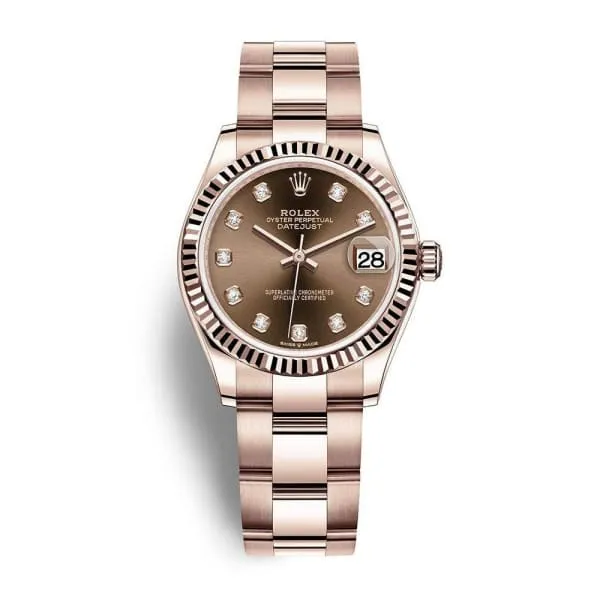 Rolex Datejust 31mm - Ref: 278275-0017 - Chocolate Diamond Dial, 18K Rose Gold Oyster Bracelet Women's Watch