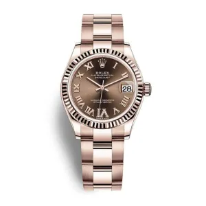 Rolex Datejust 31mm - Ref: 278275-0024 - Chocolate Diamond Roman Dial, 18K Rose Gold Oyster Bracelet Women's Watch