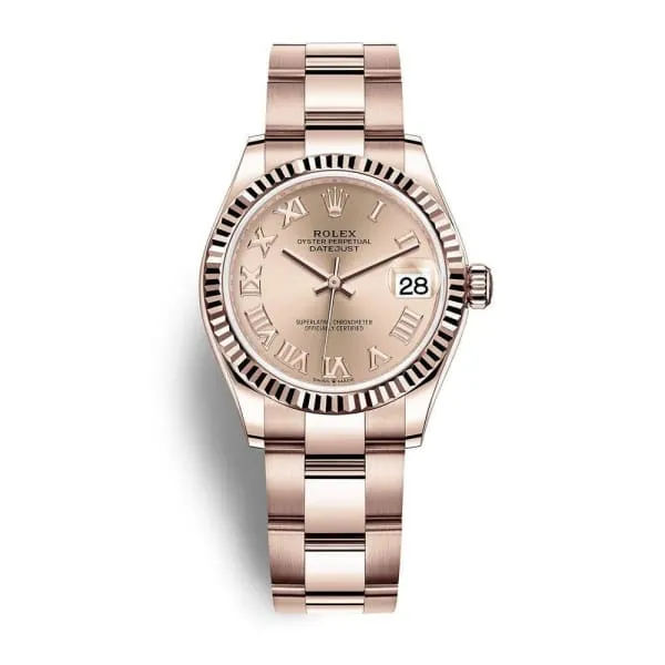 Rolex Datejust 31mm - Ref: 278275-0034 - Sunburst Roman Dial, 18K Rose Gold Oyster Bracelet Women's Watch