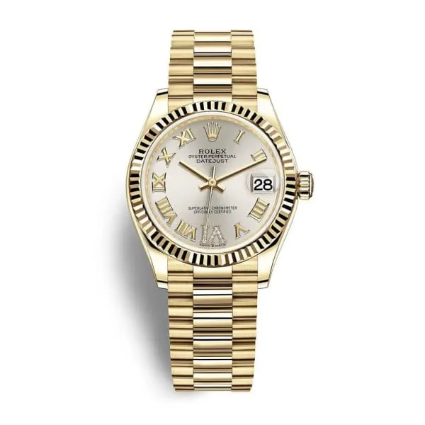 Rolex Datejust 31mm - Ref: 278278-0028 - Silver Dial, 18K Yellow Gold President Bracelet Women's Watch