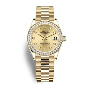 Rolex Datejust 31mm - Ref: 278288rbr-0005 - Champagne Dial, 18K Yellow Gold President Bracelet Women's Watch