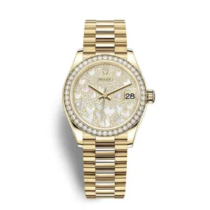 Rolex Datejust 31mm - Ref: 278288rbr-0011 - White Mother of Pearl Dial, 18K Yellow Gold President Bracelet Women's Watch