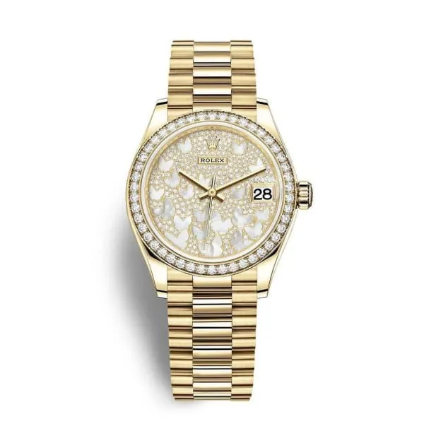 Rolex Datejust 31mm - Ref: 278288rbr-0011 - White Mother of Pearl Dial, 18K Yellow Gold President Bracelet Women's Watch
