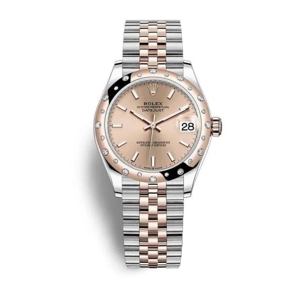 Rolex Datejust 31mm - Ref: 278341rbr-0010 - Rose Stick Dial & Diamond Bezel, Two Tone Stainless Steel & 18K Rose Gold Jubilee Bracelet Women's Watch