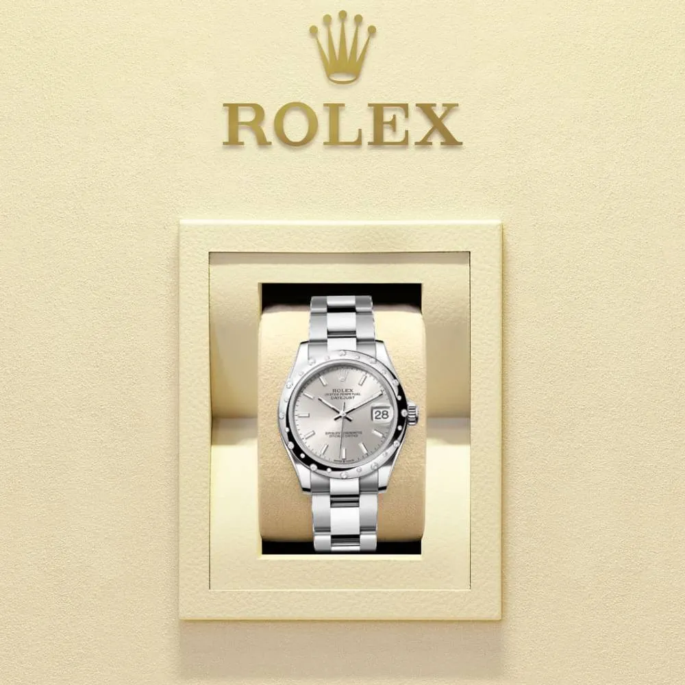 Rolex Datejust 31mm - Ref: 278344rbr-0013 - Silver Stick Dial & Diamond Bezel, Stainless Steel Oyster Bracelet Women's Watch