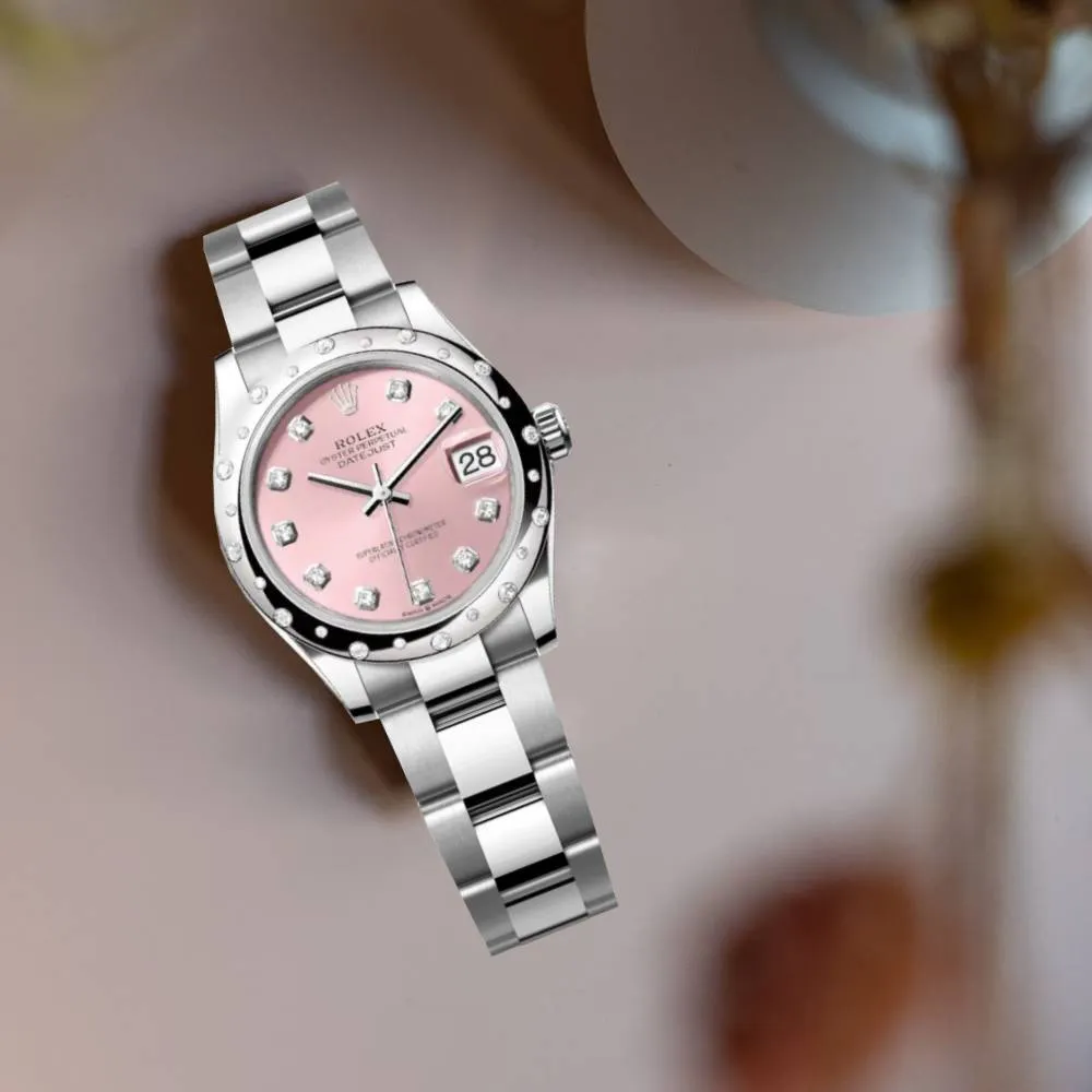 Rolex Datejust 31mm - Ref: 278344rbr-0033 - Pink Diamond Dial & Diamond Bezel, Stainless Steel Oyster Bracelet Women's Watch