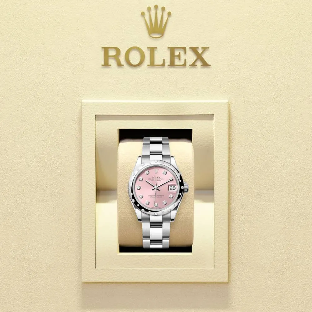 Rolex Datejust 31mm - Ref: 278344rbr-0033 - Pink Diamond Dial & Diamond Bezel, Stainless Steel Oyster Bracelet Women's Watch