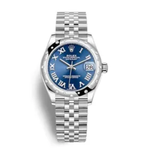 Rolex Datejust 31mm - Ref: 278344rbr-0036 - Blue Roman Dial & Diamond Bezel, Stainless Steel Jubilee Bracelet Women's Watch