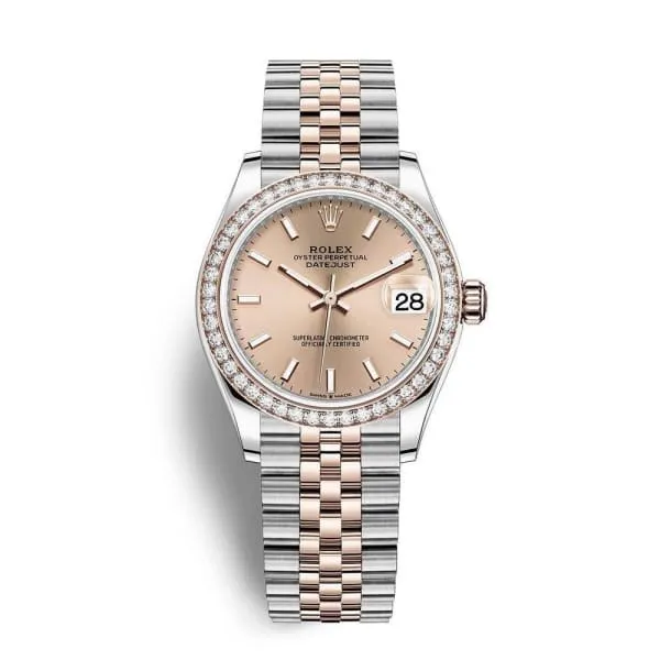 Rolex Datejust 31mm - Ref: 278381rbr-0010 - Rose Stick Dial & Diamond Bezel, Two Tone Stainless Steel & 18K Rose Gold Jubilee Bracelet Women's Watch