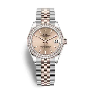 Rolex Datejust 31mm - Ref: 278381rbr-0010 - Rose Stick Dial & Diamond Bezel, Two Tone Stainless Steel & 18K Rose Gold Jubilee Bracelet Women's Watch