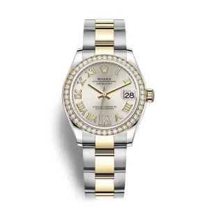 Rolex Datejust 31mm - Ref: 278383rbr-0003 - Silver Roman Diamond Dial & Diamond Bezel, Two Tone Stainless Steel & 18K Yellow Gold Oyster Bracelet Women's Watch