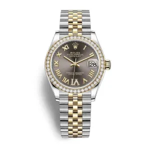 Rolex Datejust 31mm - Ref: 278383rbr-0018 - Dark Grey Roman Diamond Dial & Diamond Bezel, Two Tone Stainless Steel & 18K Yellow Gold Jubilee Bracelet Women's Watch