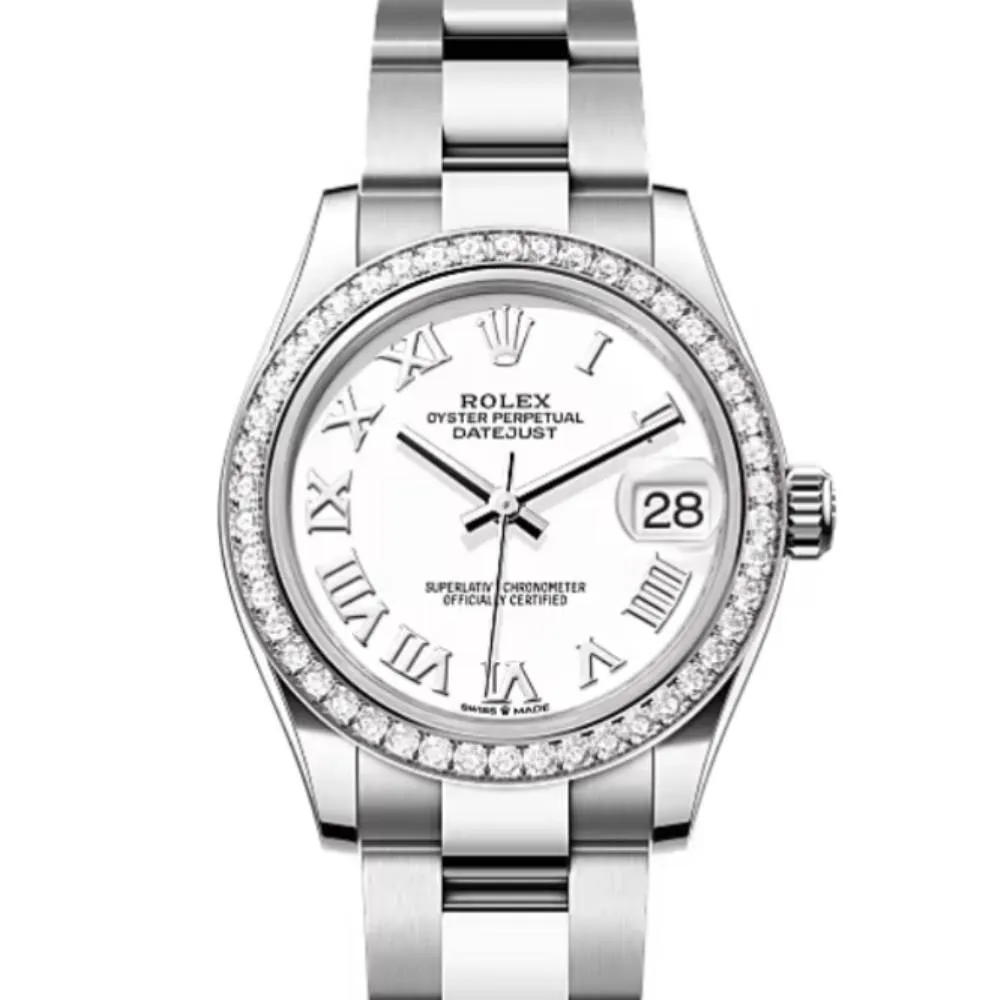 Rolex Datejust 31mm - Ref: 278384rbr-0013 - White Dial & Diamond Bezel, Stainless Steel Oyster Bracelet Women's Watch