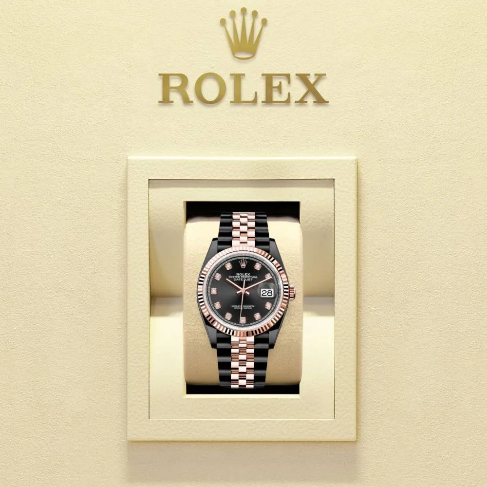 Rolex Datejust 36mm - Ref: 126231-0019 (PVD) - Black Diamond Dial, Two Tone Black PVD & 18K Rose Gold Jubilee Bracelet Watch
