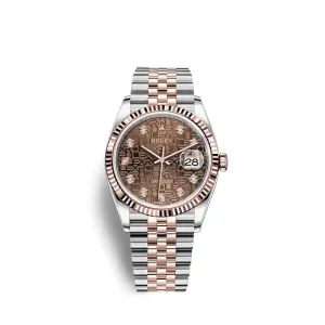 Rolex Datejust 36mm - Ref: 126231-0025 - Chocolate Jubilee Diamond Dial, Two Tone Stainless Steel & 18K Rose Gold Jubilee Bracelet Watch