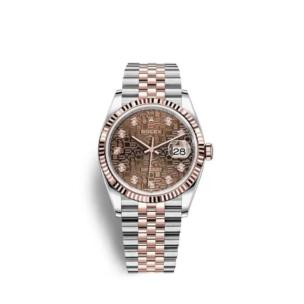 Rolex Datejust 36mm - Ref: 126231-0025 - Chocolate Jubilee Diamond Dial, Two Tone Stainless Steel & 18K Rose Gold Jubilee Bracelet Watch