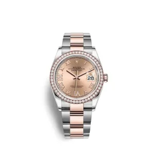 Rolex Datejust 36mm - Ref: 126281rbr-0016 - Rose Roman Diamond Dial & Diamond Bezel, Two Tone Stainless Steel & 18K Rose Gold Oyster Bracelet Watch