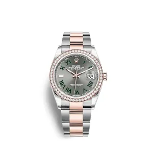 Rolex Datejust 36mm - Ref: 126281rbr-0018 - Slate Grey Wimbledon Roman Dial & Diamond Bezel, Two Tone Stainless Steel & 18K Rose Gold Oyster Bracelet Watch