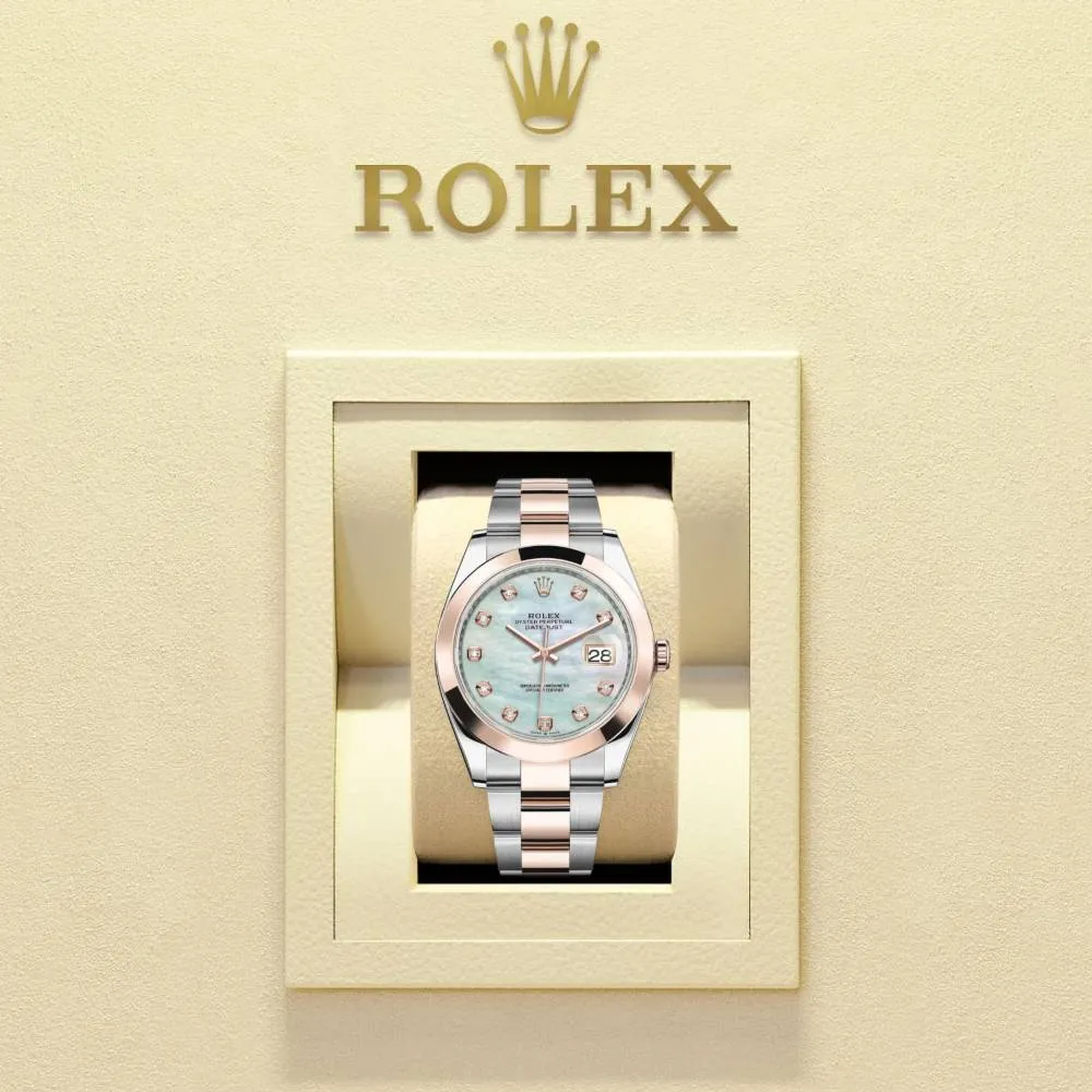 Rolex Datejust 41mm - Ref: 126301-0013 - White Mother of Pearl Diamond Dial, Two Tone Stainless Steel & 18K Rose Gold Oyster Bracelet Men's Watch