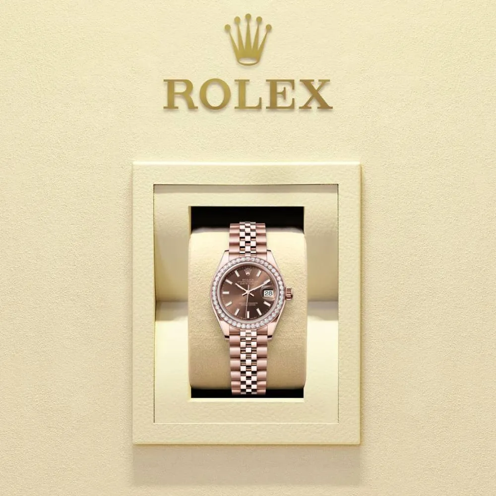 Rolex Lady-Datejust 28mm - Ref: 279135rbr-0008 - Chocolate Stick Dial, 18K Rose Gold Jubilee Bracelet Women's Watch