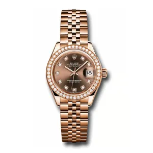 Rolex Lady-Datejust 28mm - Ref: 279135RBR chodj - Chocolate Diamond Dial & Diamond Bezel, 18K Rose Gold Jubilee Bracelet Women's Watch