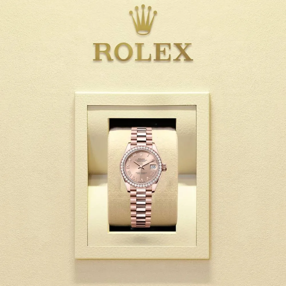 Rolex Lady Datejust 28mm - Ref: 279135rbr rsrp - Rose Dial & Diamond Bezel, 18K Rose Gold Oyster Bracelet Women's Watch