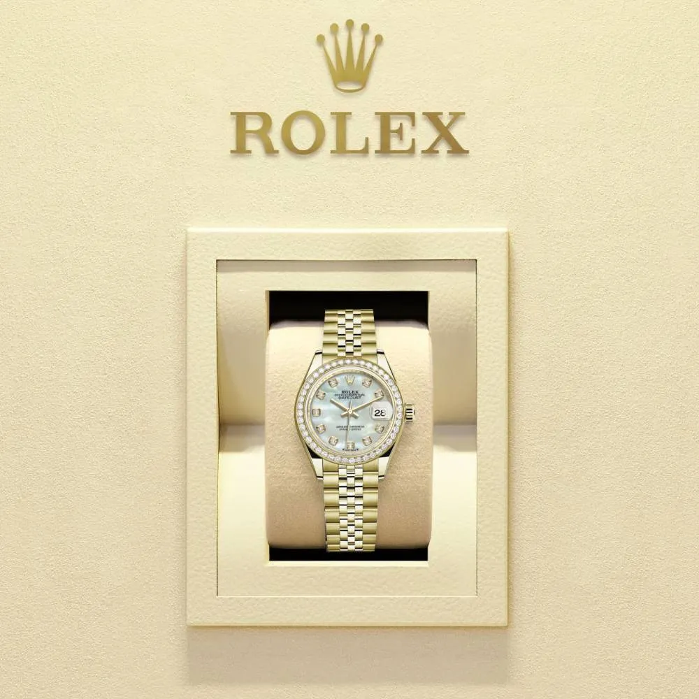 Rolex Lady Datejust 28mm - Ref: 279138rbr-0016 - White Mother of Pearl Dial, 18K Yellow Gold Jubilee Bracelet Women's Watch