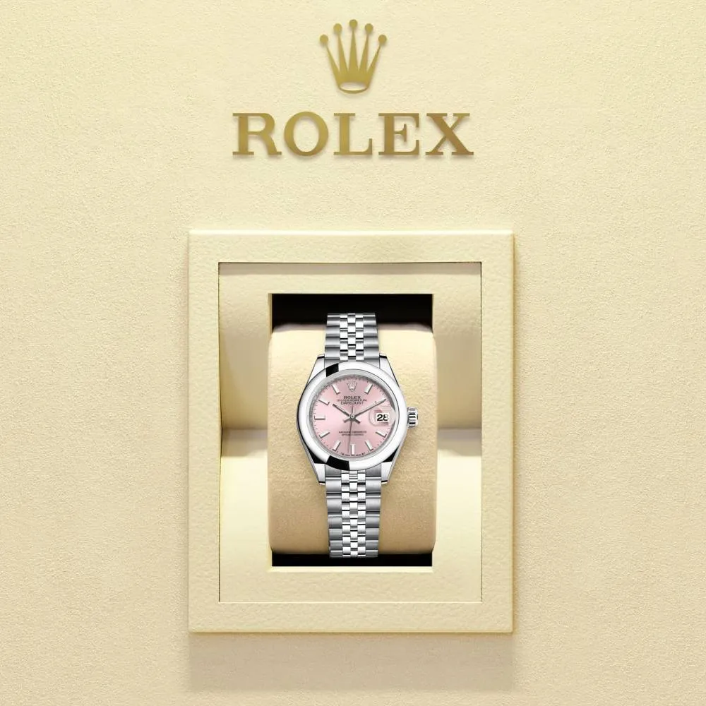 Rolex Lady-Datejust 28mm - Ref: 279160-0001 - Pink Stick Dial, Stainless Steel Jubilee Bracelet Women's Watch