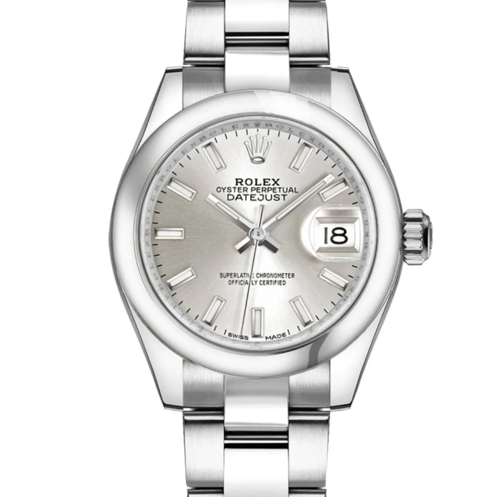 Rolex Lady-Datejust 28mm - Ref: 279160-0006 - Silver Stick Dial, Stainless Steel Oyster Bracelet Women's Watch